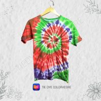 [ทักแชทรับโค้ด] เสื้อมัดย้อมสีสวยสด เข้ม cotton ผ้ามัดย้อม Tie dye shirt