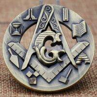 【CW】♤❁  Metal Hollowed-out Medal Masonic Crafts Big 50mmx6mm  Coin