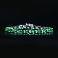 Tsavorite Diamond Bracelet สร้อยข้อมือเพชรซาโวไรท์ สีเขียวสด เนื้อสะอาดมาก ประดับเพชรแท้น้ำ95-96 ตัวเรือนเป็นทองขาว18k