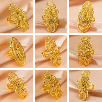 Flower Ring Plated Trendy Hollow Design Match Daily Outfits - Temu
