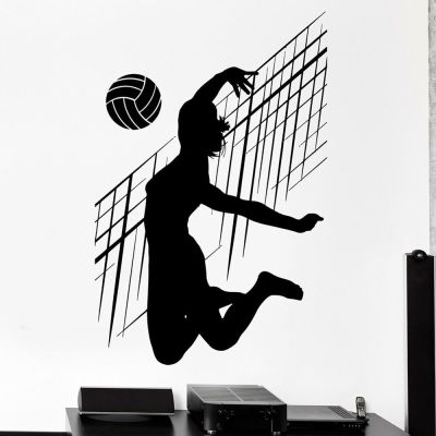 Volleyball Wall Decals Sport Player Wall Sticker Wall Stcker Sport Volleyball Net Ball Woman Fitness Female Vinyl Decal g3064
