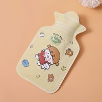 YLA 4Pc Cartoon Flocking Hot Bag Water Bottle Mini Water Injection Warm Water Bag Portable Student Cute Girl Plush Hand Warmer