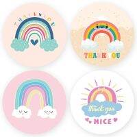 500 Labels Per Roll Round Kraft Thank You Rainbow Bridge Stickers seal label Christmas Decoration Stickers Stationery Sticker Stickers Labels