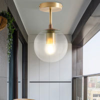 E27 Ceiling glass Lighting Minimalist Modern Round Glass Ball Ceiling Lamp Corridor Lamp Creative Living Room Lights