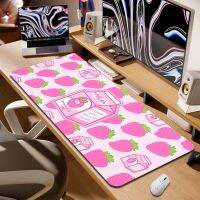 Gamer Mousepad Pink Strawberries Mouse Pad Large Milk Carton Mouse Mat Natural Rubber Desk Rug PC Desk Mats Mousepads 100x50cm