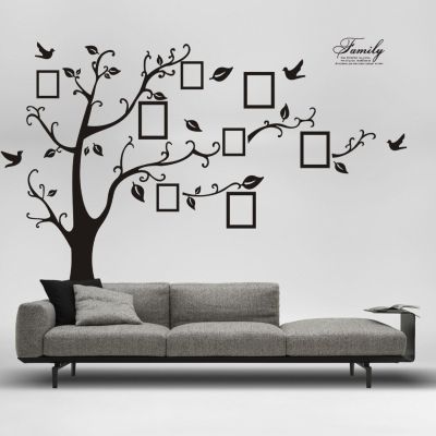 Home Background Black 3D DIY Decorative Photo Tree PVC Wall Decals/Adhesive Family Wall Stickers Mural Art for Home Decoration