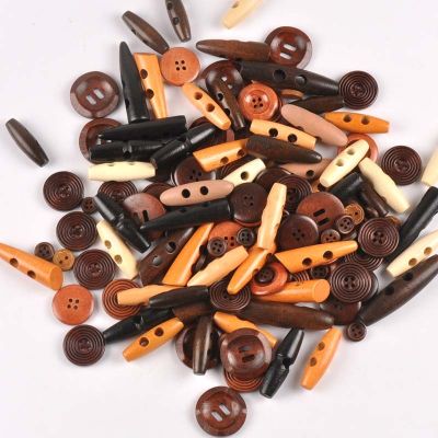 20pcs Random Mixed Wooden Button Sewing Horn Toggle Buttons For Coat Cloth Accessories Craft DIY And Scrapbooking MT1894