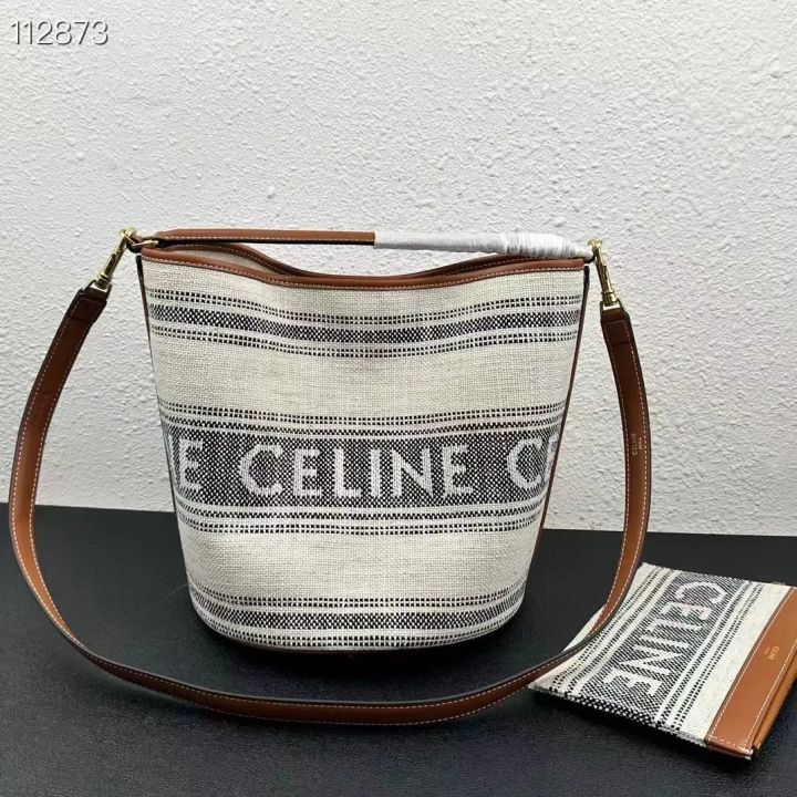 SMALL POUCH WITH STRAP IN STRIPED TEXTILE WITH CELINE JACQUARD