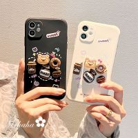 Mrhaha เคส TPU ขอบตรงสำหรับ Redmi A1พลัส10C 9C 9A 12C Note 8 9 10 11 12 Pro + Xiaomi Poco X3 NFC Pro 10 11Lite 11T 12 13 Pro เคสป้องกันโทรศัพท์ทำมือตุ๊กตาน่ารักสีดำสีขาวพร้อมส่ง