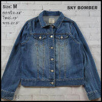 SKY BOMBER อกจริง38 (M) เสื้อแจ็คเก็ตยีนส์ เสื้อยีนส์แขนยาวหญิงชาย ผ้านุ่มใส่สบายไม่แข็งสวยๆ