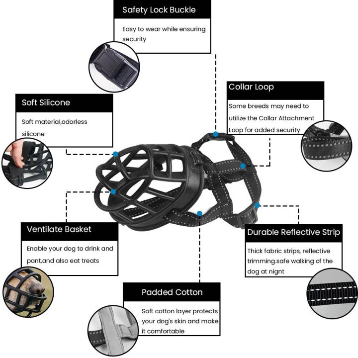 ตะกร้าปากหยุดเห่าสำหรับสัตว์เลี้ยงเล็กกลางใหญ่ป้องกันการกัดตะกร้อครอบปากสุนัข5ขนาดอุปกรณ์ลูกสุนัขชิวาวา