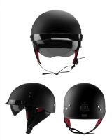 Helm Half Face รถมอเตอร์ไซค์แนววินเทจแบบหมวกกันน็อคหมวกกันน็อคที่มีที่บังแดดมอเตอร์ไซค์นักขับย้อนยุค