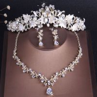 hotx【DT】 KMVEXO Pearls Costume Jewelry Sets Rhinestone Choker Necklace Earrings Wedding Set