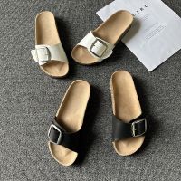 23 spring cross-border Amazon slippers female simple ring buckle temperament cork slippers foreign trade womens shoes 〖WYUE〗