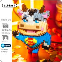 SC 8808-06 Spring Festival Ox Year Super Hero Cow Pet Animal Light Mini Diamond Blocks Bricks Building Toy for Children no Box