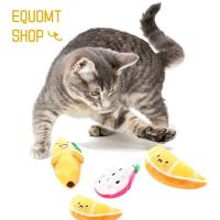 EQUOMT ตุ๊กตาเคี้ยวรูปผลไม้ทำความสะอาดฟันน่ารักสำหรับแมวของเล่นแบบโต้ตอบแมวอุปกรณ์ของเล่นแมวแมว