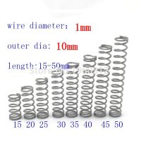 【New-store】 10Pcs เส้นผ่านศูนย์กลางลวด1Mm OD 10Mm สแตนเลส Return การบีบอัดขนาดเล็ก Anti Extension Springs L = 15-50