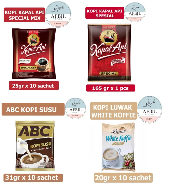 Aneka Kopi Sachet Renceng ABC Kopi Susu / Kapal Api Mix / Luwak White Murah Enak (10 sachet