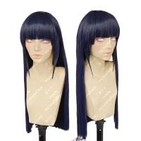 อะนิเมะ Wigs Hyuga Hinata ผมยาวตรง Neat Bang คอสเพลย์วิกผมหมวกวิกผม