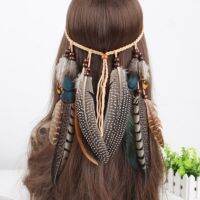 【YF】 Weave Hair Accessories Rope Indian Feather Tassel Headband Boho Tribal Hippie