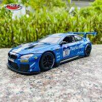 MSZ 1:24 BMW หุ่นอัลลอยแข่ง GT3 M6เด็กรถของเล่นหล่อตายและรถของเล่นเสียงและเบาดึงถอยหลังเด็กผู้ชายของขวัญคอลเลกชัน