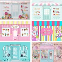 Sweet Shop Candy Bar Backdrop Girl Happy Birthday Party Banner Ice Cream Lollipop Donuts Photography Background Decor Photozone