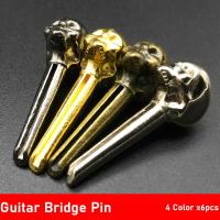 ‘【；】 6Pcs Brass Tailpiece Endpin Guitar Bridge Pin Skull Head Metal Acoustic Guitar Bridge Pins End Pin