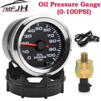 ☽♠ 2 52mm 7 Colors LED Car Truck Oil Pressure Gauge Meter 0-100PSI With 1/8NPT Oil Pressure Sensor Fit for Universal 12V Car