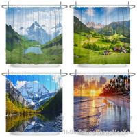 Spring Natural Scenery Shower Curtains Mountain Water Forest Landscape Waterproof Polyester Curtain For Bathroom Home Decoration