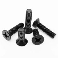 5/100pcs High Quality GB818 M1.6 M2 M2.5 M3 Black 304 Stainless Steel Cross Recessed Phillips Flat Countersunk Head Screw Bolt Nails Screws Fasteners