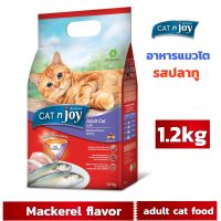 catfood อาหารแมว อาหารเม็ดแมว CAT n joy Triple Protection สูตรแมวโต รสปลาทู 1.2kg