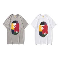 Bape เสื้อยืดบล็อกสีฮิปฮอป,เสื้อยืดโอเวอร์ไซส์แนวสตรีท