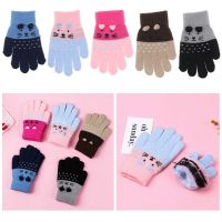 JUTBONG 0-3 Years Old Boys Girls Lovely Baby Kids Knitting Mittens Thick Kids Gloves Cartoon Cat