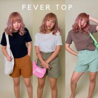 Fever top เสื้อยืดคอกลม เสื้อยืดคอกลมสีพื้น เสื้อยืดผ้านุ่มนิ่ม เสื้อครอป เสื้อยืดธรรมดา ยืดโอเวอร์ไซส์ เสื้อยืดแขนสั้น