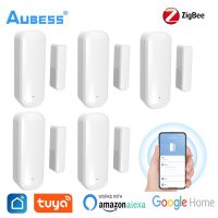 Aubess Tuya Door Sensor Smart WiFi Zigbee Window Sensor Alarm Detector Independent Magnetic Sensor Work With Alexa Google Home Household Security Syst