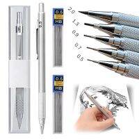 0.3 0.5 0.7 0.9 1.3 2.0mm Art Drawing Automatic Pencils Low Center of Gravity Retractable Tips Metal Mechanical Pencil Leads Kit