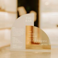 1pc Wedding Bar Menu SignAcrylic Bar SignGold Mirror SignFrosted Acrylic SignArched Bar MenuHangover is on youWedding sign