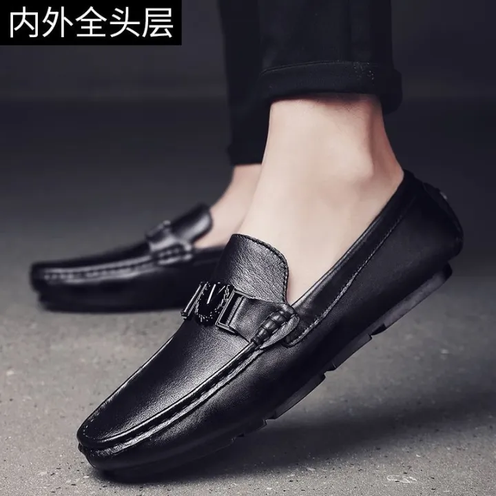 ๑✁ Italian Armani genuine men's shoes cowhide Doudou shoes men's business  casual leather shoes men's leather driving shoes | Lazada PH