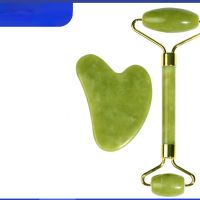 卍❇ Jade Roller Natural Stone Gua Sha Face Roller Set Gouache Scraper Back Neck Scratcher Massager For Face Massage Tools