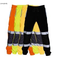 Men Work Wear Safety Straight Pants High Visibility Running Long Sports Trouser