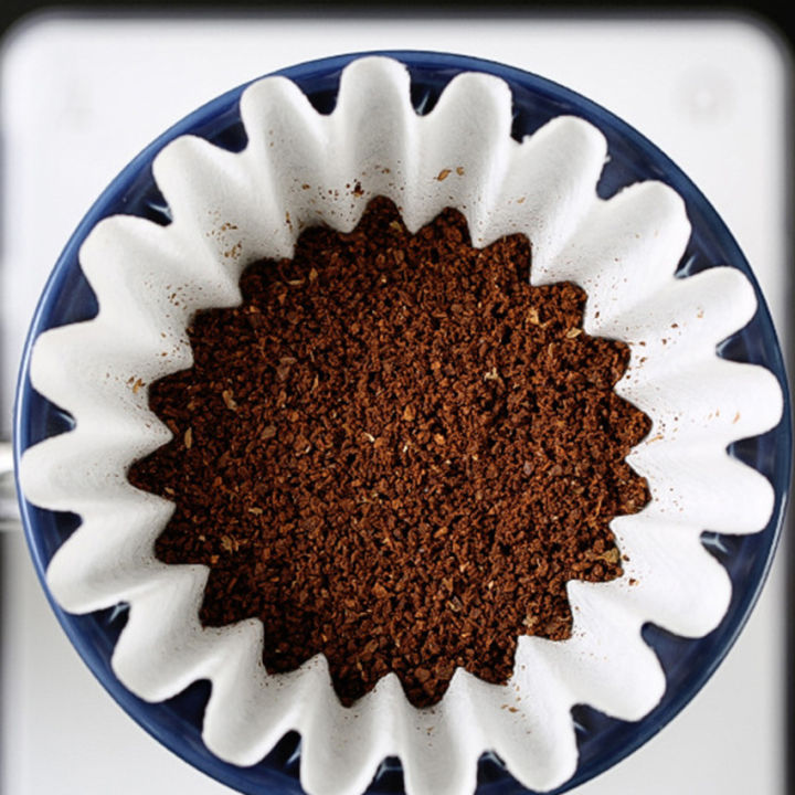 กระดาษกรองถ้วยใส่เค้กกาแฟชงด้วยมือ50ชิ้น-กล่องกระดาษพับถ้วยกรองลูกฟูกอุปกรณ์ที่กรองกาแฟกาแฟฟอกขาว
