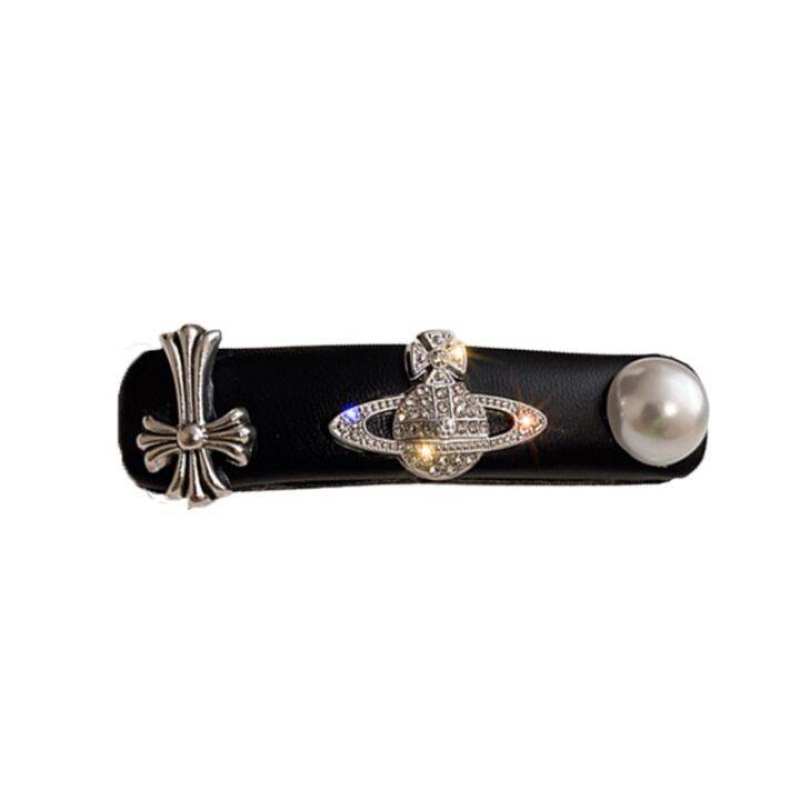 cod-diamond-encrusted-pearl-saturn-cross-leather-hair-clip-card-side-back-head-sweet-cool-accessories-headdress-female