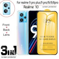 [SOSO 3C accessories] Realme 10 3in 1ปกป้องหน้าจอสำหรับ9 Pro ฟิล์มด้านหน้าด้านหลังกล้อง Pelicula On Pro Plus 9i 8i 5G กระจกเทมเปอร์ Realme9 Pro Plus Realmi Realme ป้องกัน9Pro จริง