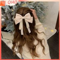 QIAO วินเทจ สาวหวาน อุปกรณ์ตกแต่งผม ผู้หญิงซาติน scrunchie Barrettes แต่งหน้า กิ๊บติดผมโบว์ กิ๊บติดผม