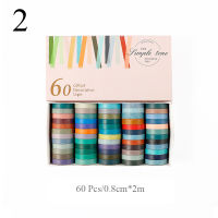 60 PcsSet Basic Solid Color Washi Tape Rainbow Masking Tape Decorative Adhesive Tape Sticker Scrapbook Diary Stationery