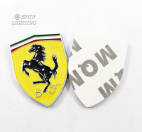 Size: 25*36mm  ราคาต่อ 1 ชิ้น โลโก้ เฟอรารี่ งานโลหะ Small Metal Yellow SF Horse Logo Car Auto Emblem Badge For FERRARI