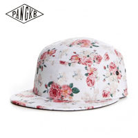 [hot]PANGKB Brand sun hats PARIS 5 PANEL CAP white pink flower adult outdoor casual baseball cap sports snapback hat for men women