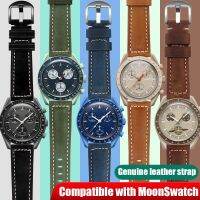 Vintage Cowhide สำหรับ MoonSwatch สายนาฬิกานุ่มกันน้ำของแท้หนัง Quick Release Watchband สร้อยข้อมือ20มม. Men Women