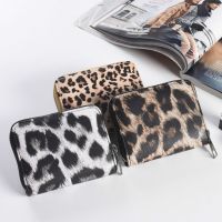 2023 New Fashion Women Wallet Small Cute Short Pu Leather Girl Wallets Zipper Purses Leopard Animal Print Card Holder Zip Around