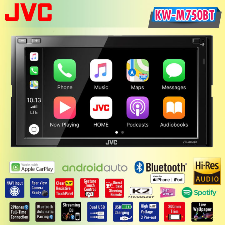 ส่งจากไทย-jvc-kw-m750bt-เครื่องเล่น-2-din-หน้าจอระบบสัมผัส-clear-resistive-ขนาด-6-8-นิ้ว-6-8-wvga-พร้อมเทคโนโลยี-bluetooth-รองรับ-apple-carplay-androidauto